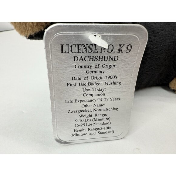 Vintage Stuffins Lumpy’s Gang 1997 Black Bean Bag Dachshund  License NO. K-9 - Picture 2 of 10